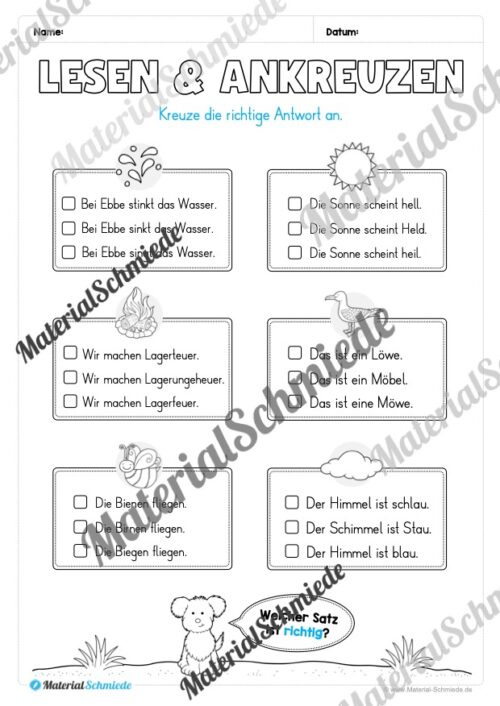 Lese- & Rätselheft zum Sommer (1. & 2. Klasse) - Arbeitsblatt 08