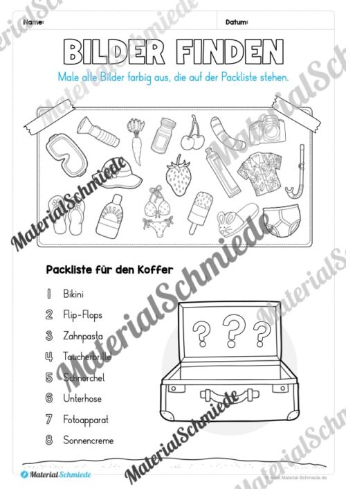Lese- & Rätselheft zum Sommer (1. & 2. Klasse) - Arbeitsblatt 09