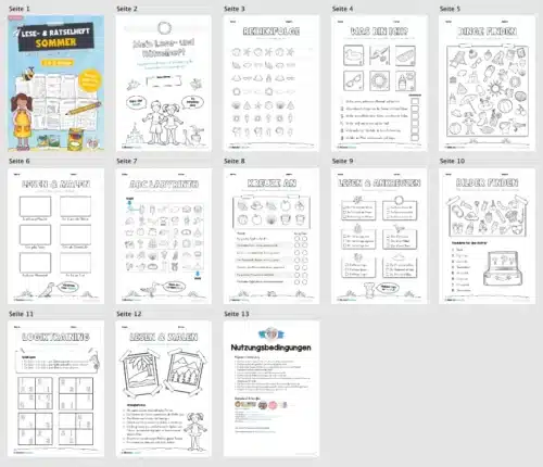 Lese- & Rätselheft zum Sommer (1. & 2. Klasse) - Überblick