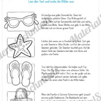 15 Arbeitsblätter: Lesen und Malen - Thema Sommer (Vorschau 01)