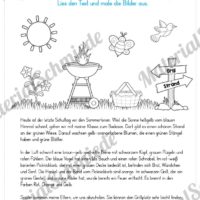 15 Arbeitsblätter: Lesen und Malen - Thema Sommer (Vorschau 04)