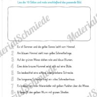 15 Arbeitsblätter: Lesen und Malen - Thema Sommer (Vorschau 10)