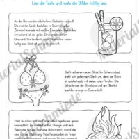 15 Arbeitsblätter: Lesen und Malen - Thema Sommer (Vorschau 10)