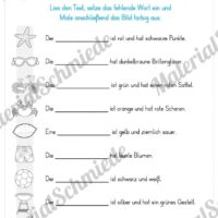 15 Arbeitsblätter: Lesen und Malen - Thema Sommer (Vorschau 13)