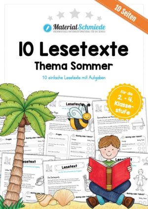 10 Lesetexte zum Sommer mit Aufgaben