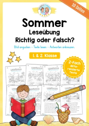 Leseübung Sommer: Richtige Aussagen ankreuzen (1. & 2. Klasse)