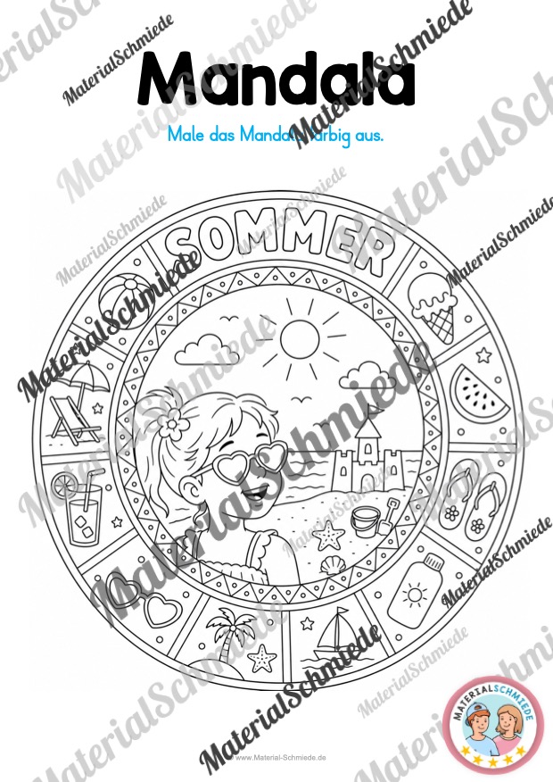 Mandalas zum Sommer (Arbeitsblatt 02)
