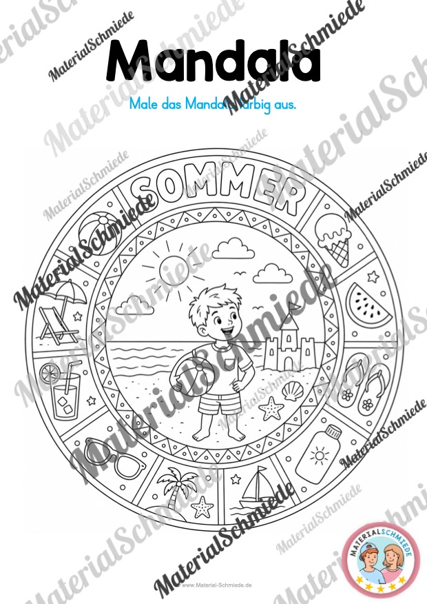 Mandalas zum Sommer (Arbeitsblatt 03)