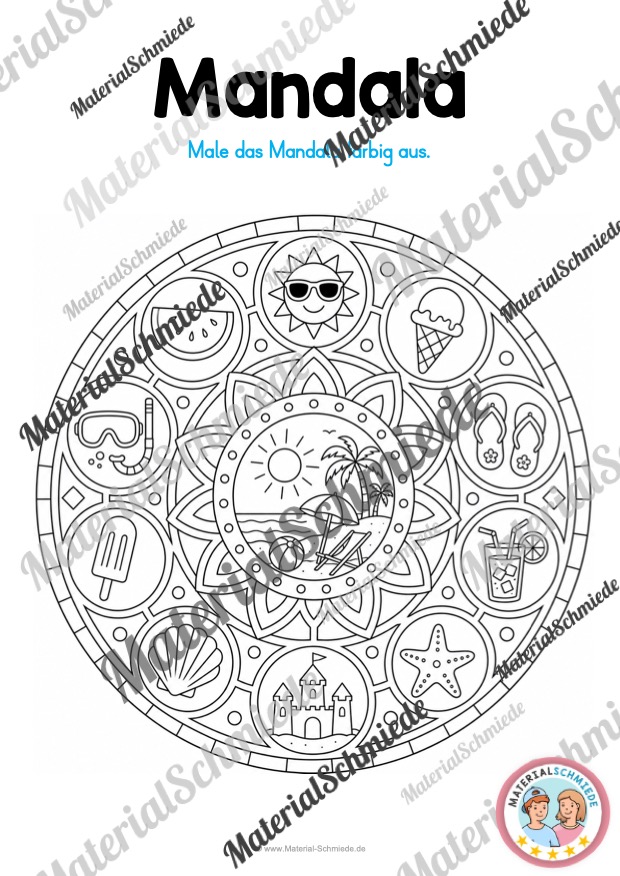 Mandalas zum Sommer (Arbeitsblatt 04)