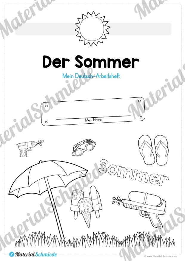 Materialpaket Sommer (25 Deutsch Arbeitsblätter) – Vorschau 01