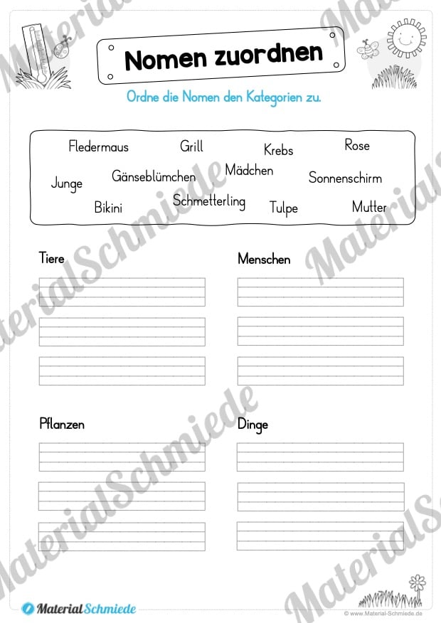 Materialpaket Sommer (25 Deutsch Arbeitsblätter) – Vorschau 05