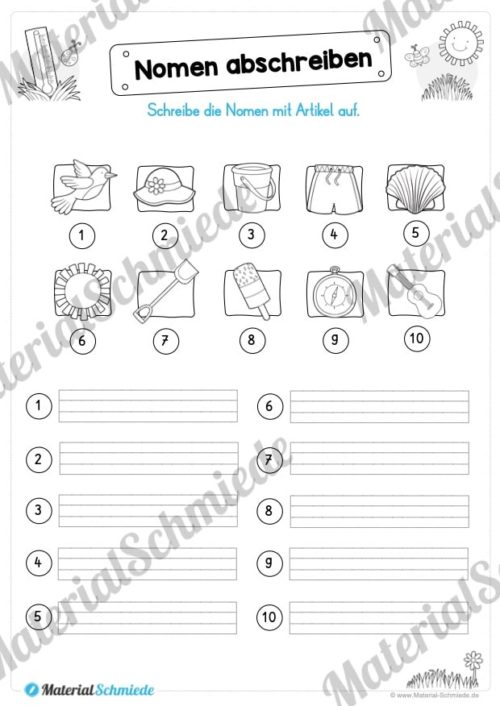 Materialpaket Sommer (25 Deutsch Arbeitsblätter) - Vorschau 06