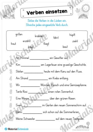 Materialpaket Sommer (25 Deutsch Arbeitsblätter) – Vorschau 08