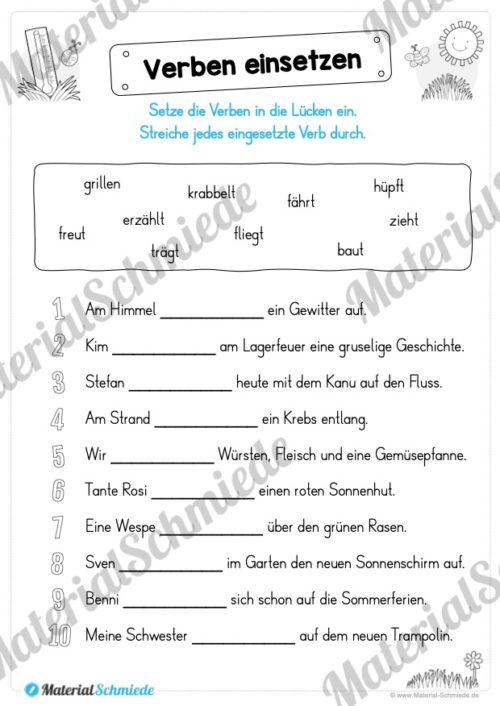Materialpaket Sommer (25 Deutsch Arbeitsblätter) - Vorschau 08