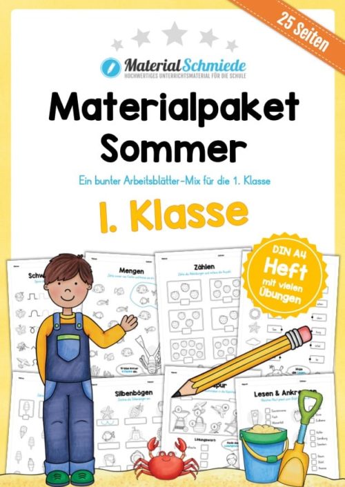 Materialpaket Sommer: 1. Klasse (25 Arbeitsblätter)
