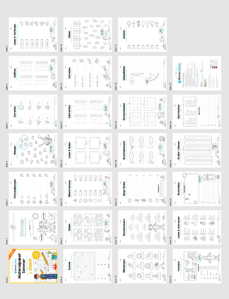 Materialpaket Sommer: 1. Klasse (Überblick)