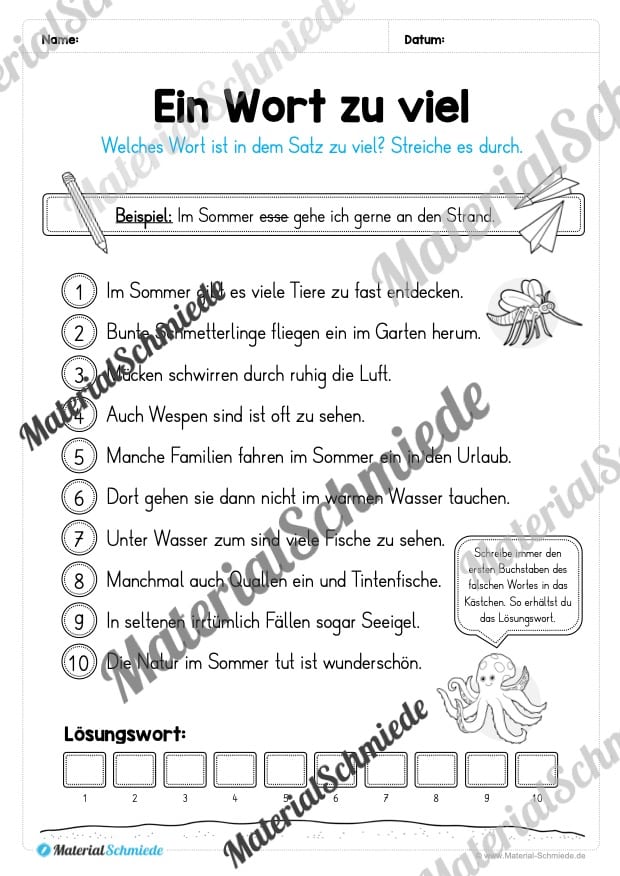 Materialpaket Sommer: 2. Klasse (Vorschau 20)