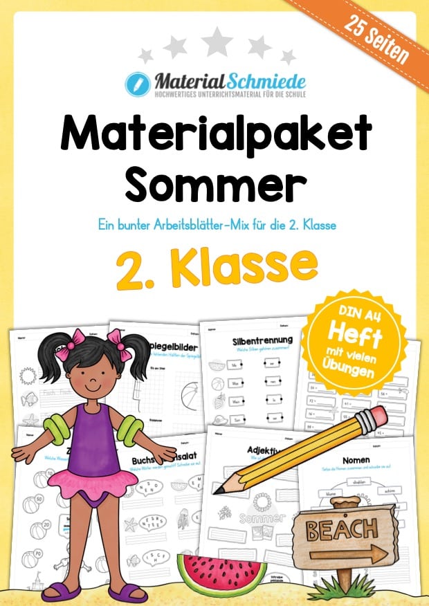 Materialpaket Sommer: 2. Klasse (25 Arbeitsblätter)