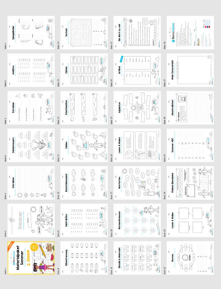 Materialpaket Sommer: 2. Klasse (Überblick)