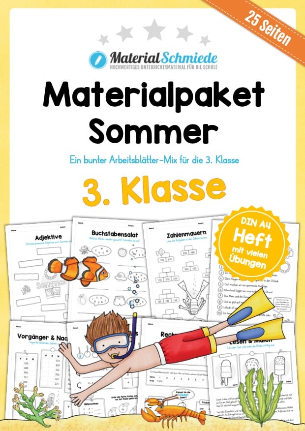 Materialpaket Sommer: 3. Klasse (25 Arbeitsblätter)