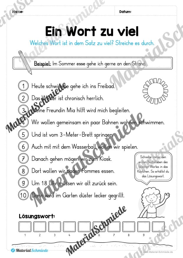 Materialpaket Sommer: 4. Klasse (Vorschau 14)