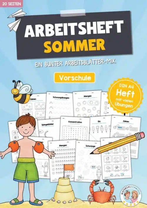 Materialpaket Sommer: Vorschule (20 Arbeitsblätter)