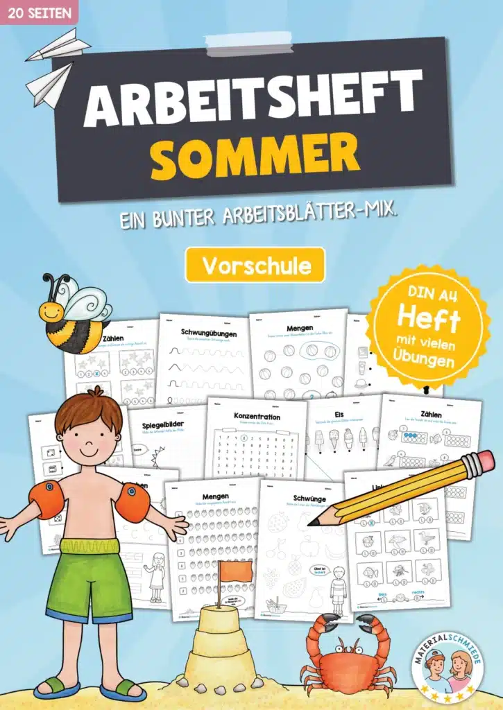 Materialpaket Sommer: Vorschule (20 Arbeitsblätter)