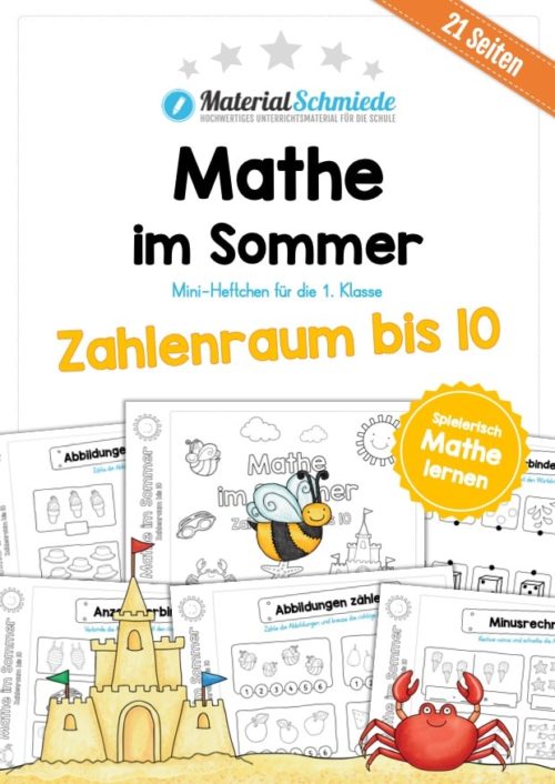 Mini-Heft: Mathe im Sommer (Zahlenraum bis 10)