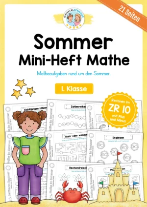 21 Seiten: Mathe Sommer-Heftchen (Zahlenraum bis 10)