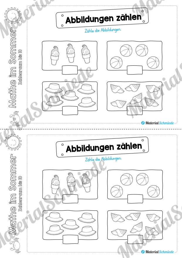 Mathe Übungen Sommer – Zahlenraum bis 10 (Vorschau 02)