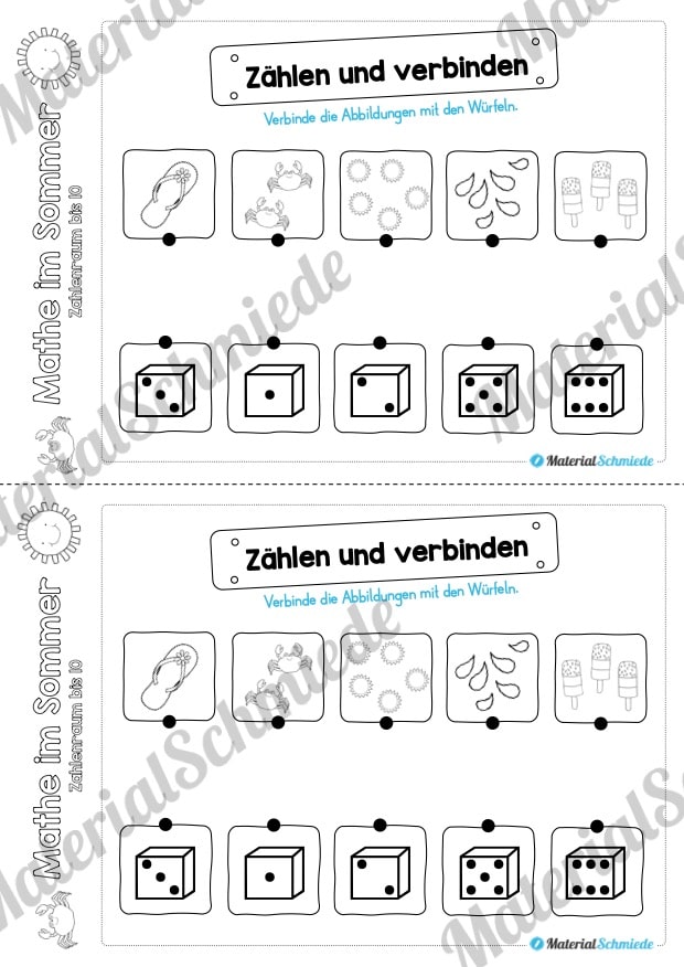 Mathe Übungen Sommer – Zahlenraum bis 10 (Vorschau 03)