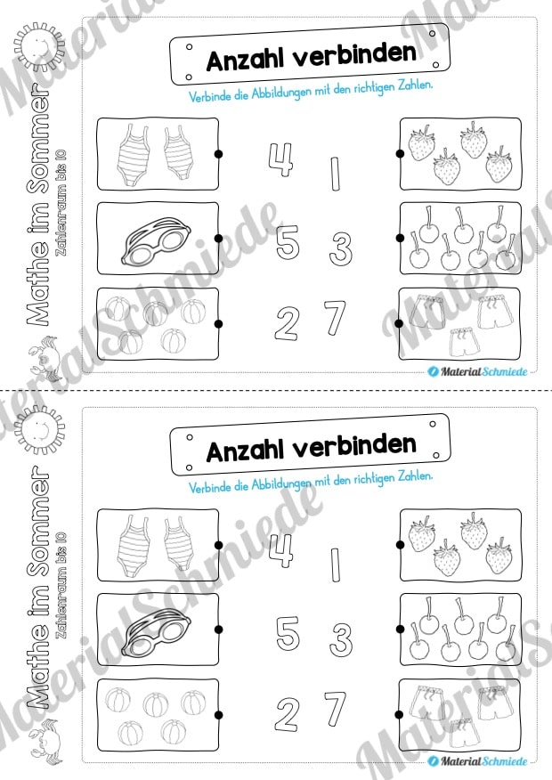 Mathe Übungen Sommer – Zahlenraum bis 10 (Vorschau 04)