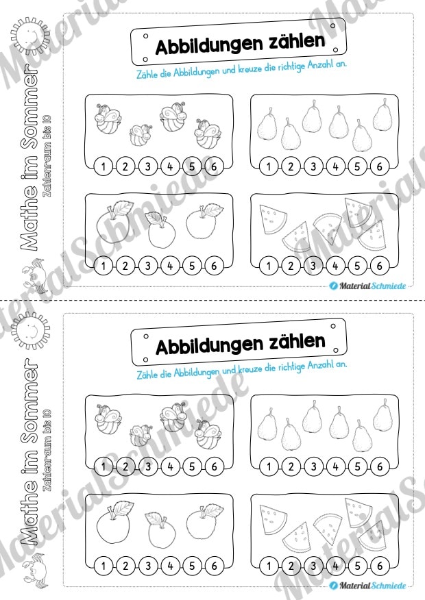 Mathe Übungen Sommer – Zahlenraum bis 10 (Vorschau 05)