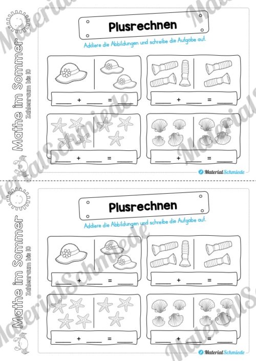 Mathe Übungen Sommer - Zahlenraum bis 10 (Vorschau 08)