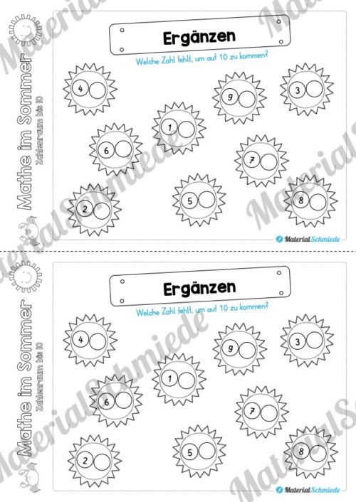 Mathe Übungen Sommer - Zahlenraum bis 10 (Vorschau 09)