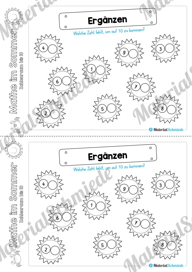 Mathe Übungen Sommer – Zahlenraum bis 10 (Vorschau 09)