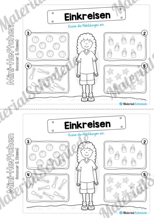 Mini-Heft: Sommer für die 1. Klasse (Anzahl einkreisen)