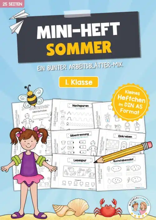 Mini-Heft: Sommer für die 1. Klasse (25 Arbeitsblätter)