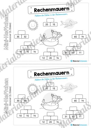 Mini-Heft: Sommer für die 2. Klasse (Rechenmauern)