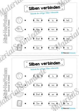 Mini-Heft: Sommer für die 2. Klasse (3 Silben verbinden)