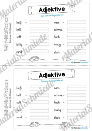 Mini-Heft: Sommer für die 2. Klasse (Adjektive: Gegenteile finden)