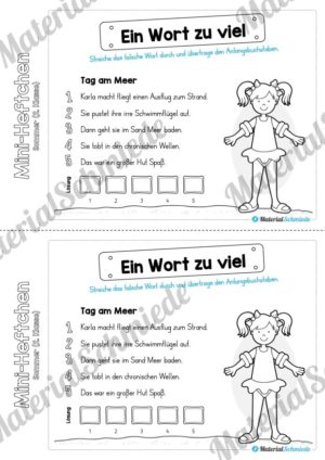 Mini-Heft: Sommer für die 2. Klasse (Ein Wort zu viel)