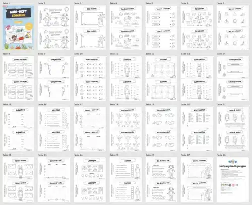 Mini-Heft: Sommer für die 2. Klasse (Überblick)