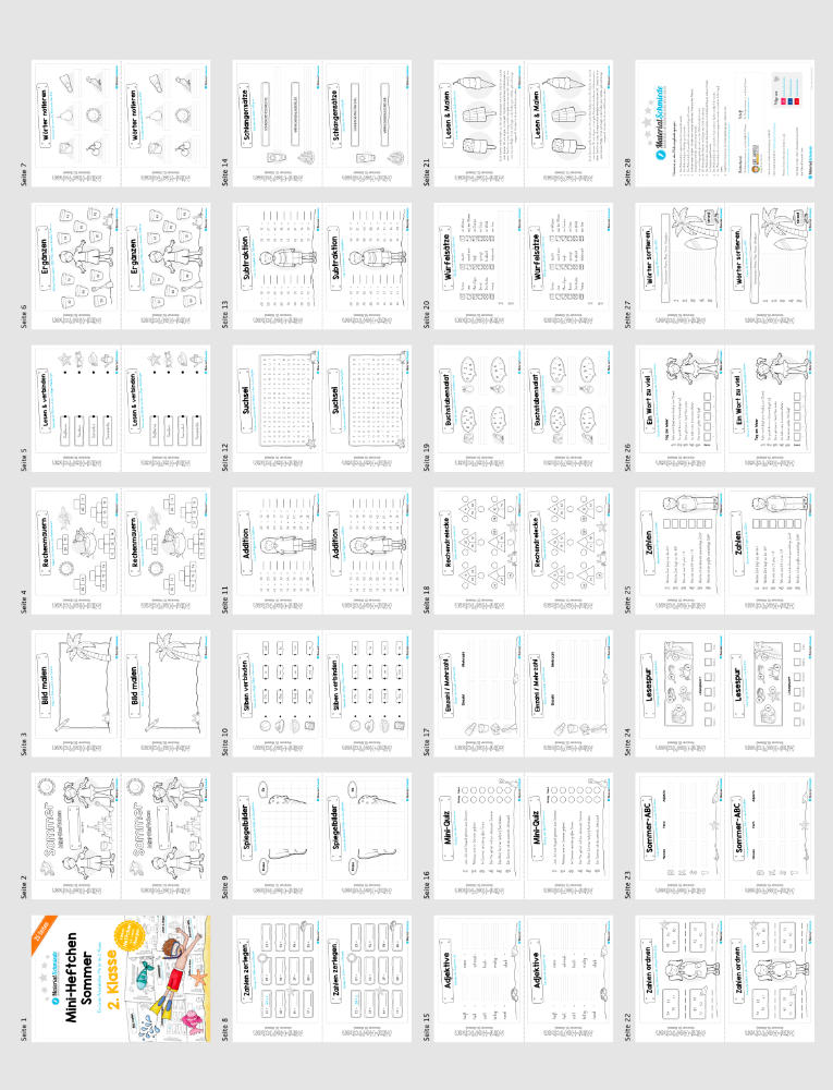 Mini-Heft: Sommer für die 2. Klasse (Überblick)