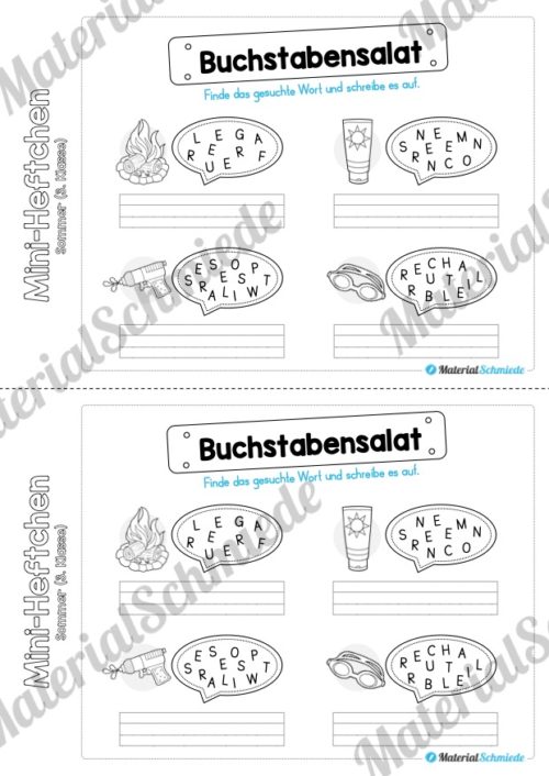 Mini-Heft: Sommer für die 3. Klasse (Buchstabensalat)