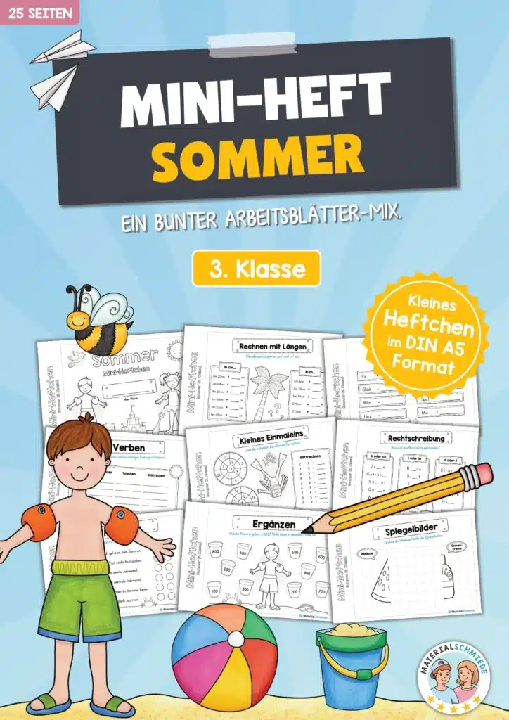 Mini-Heft: Sommer für die 3. Klasse (25 Arbeitsblätter)