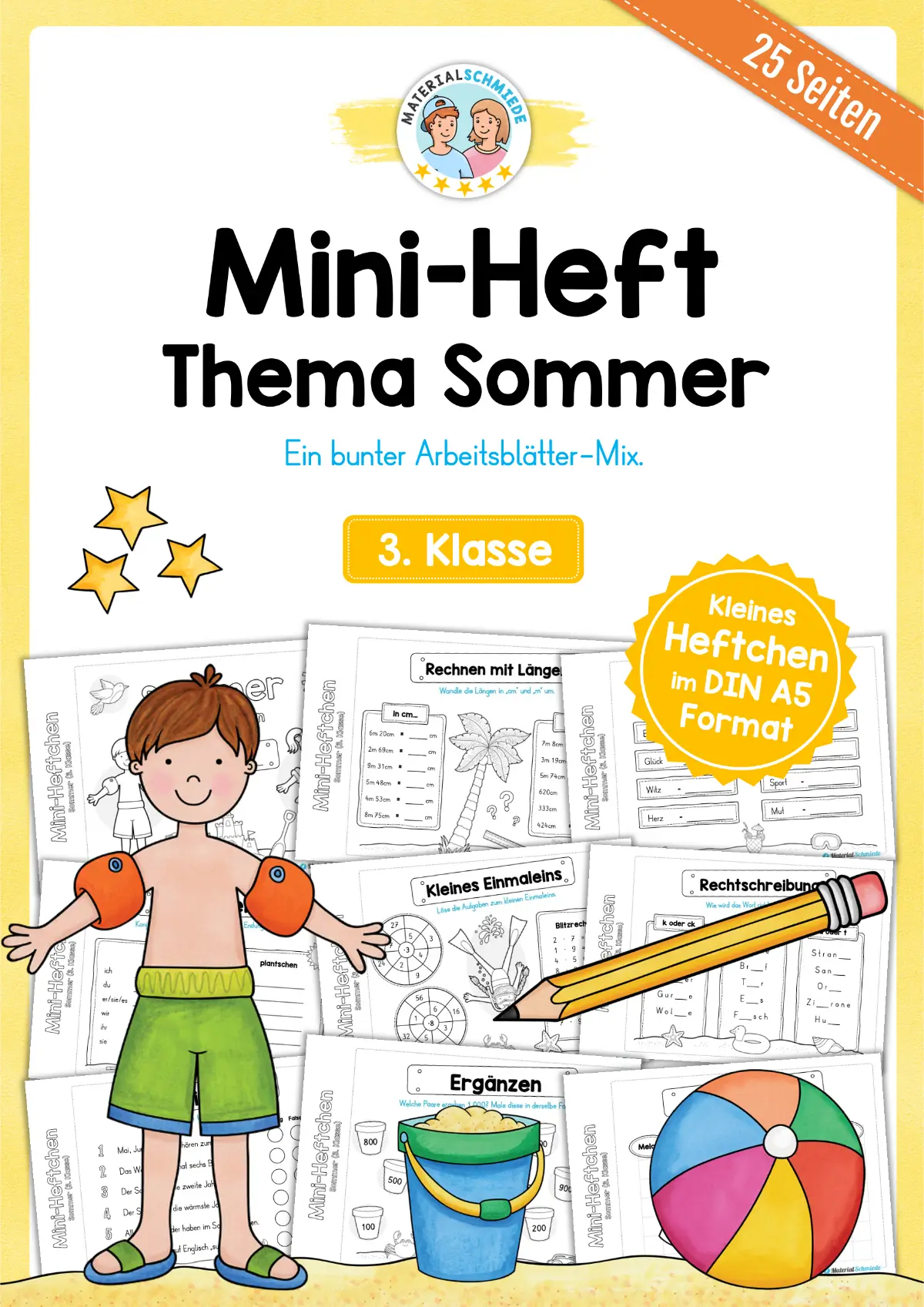 Mini-Heft: Sommer - 3. Klasse (25 Arbeitsblätter)