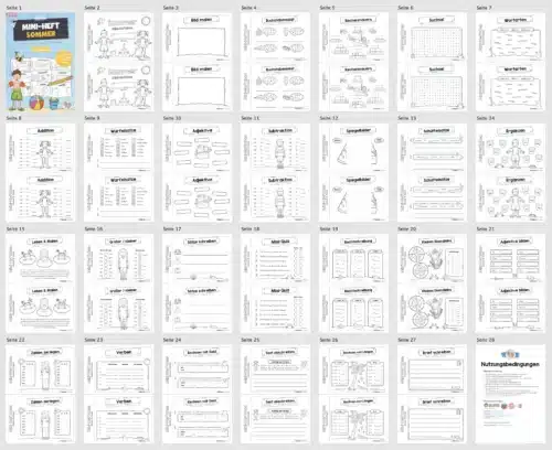 Mini-Heft: Sommer für die 3. Klasse (Überblick)