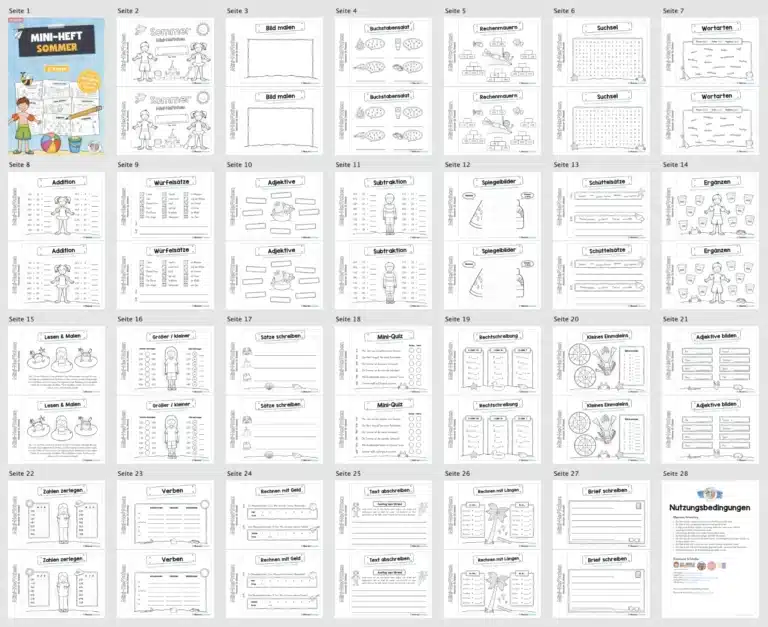 Mini-Heft: Sommer für die 3. Klasse (Überblick)