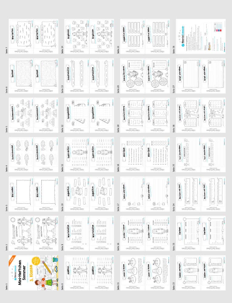 Mini-Heft: Sommer für die 3. Klasse (Überblick)